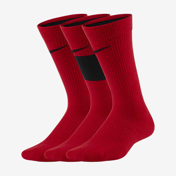 Girls Big Kids XS XL Red Crew Socks. Nike